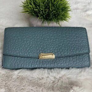Burberry Aqua Green Continental Grain Leather Wallet